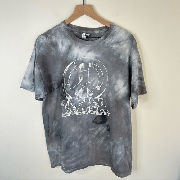 Loner Gray Peace Sign Tie-Dye T-Shirt - Picture 1 of 7